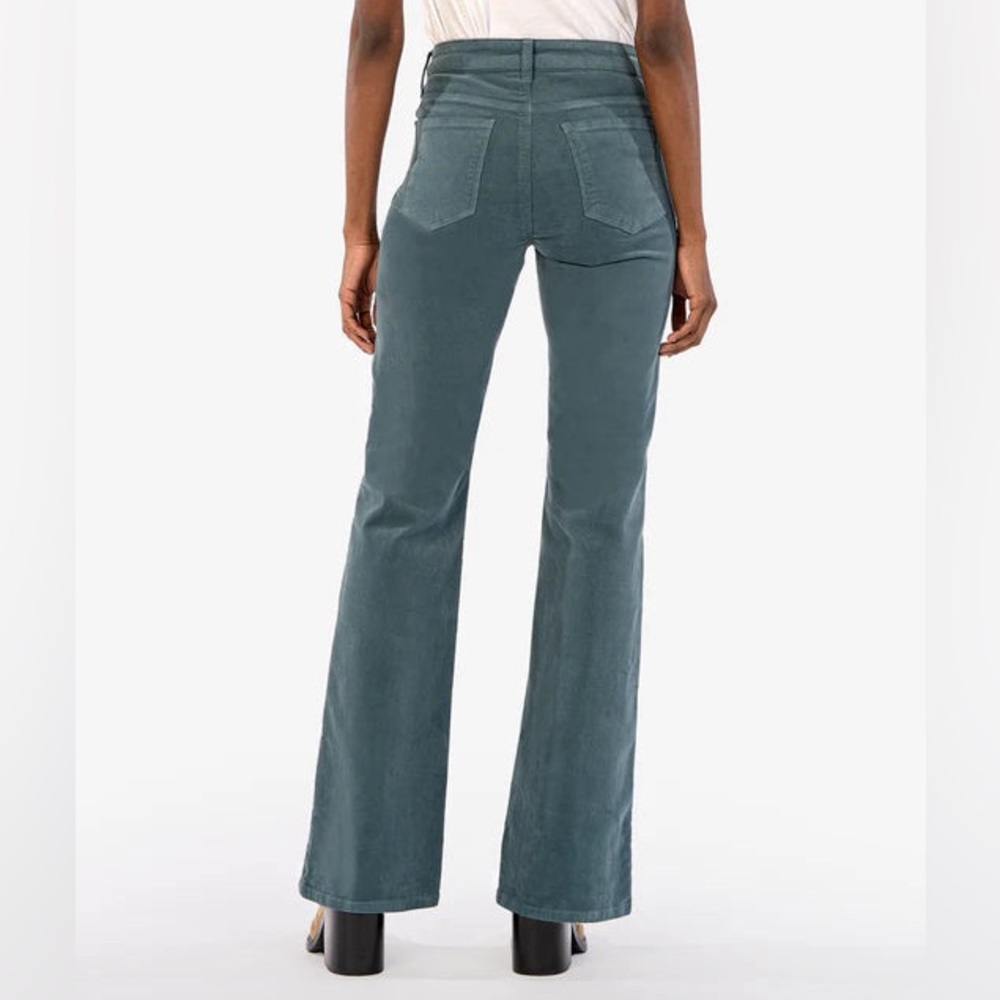 Kut From The Kloth High Rise Ana Fab Ab Flare Teal Corduroy Pants - Picture 2 of 13